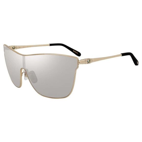 New Chopard Women Shield Sunglasses SCH-C20S-300G Gold Frame Gray Mirrored Lens - Picture 3 of 15